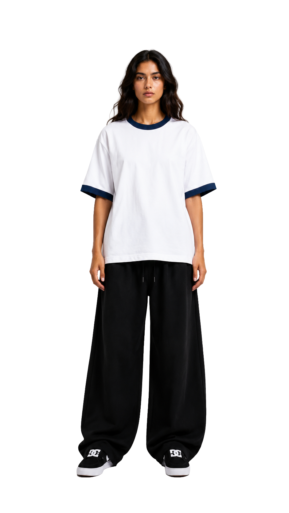 TEAL RINGER WHITE OVERSIZED T-SHIRT