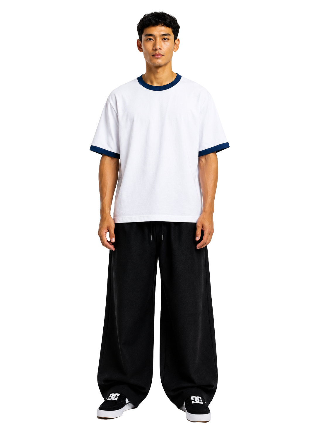 TEAL RINGER WHITE OVERSIZED T-SHIRT