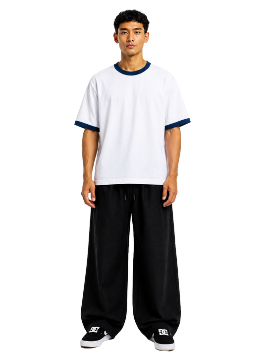 TEAL RINGER WHITE OVERSIZED T-SHIRT